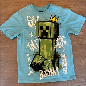 Kids Blue Minecraft Creeper T-Shirt